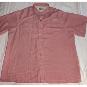 Habit Mens 2XL Red Checkered Short Sleeve Casual Button Down Shirt Fishing Shirt